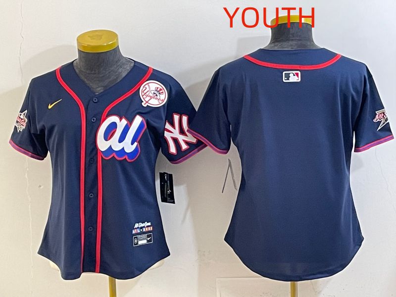 Youth 2025 New York Yankees Blank Drak Blue All star Nike MLB Jersey style 02